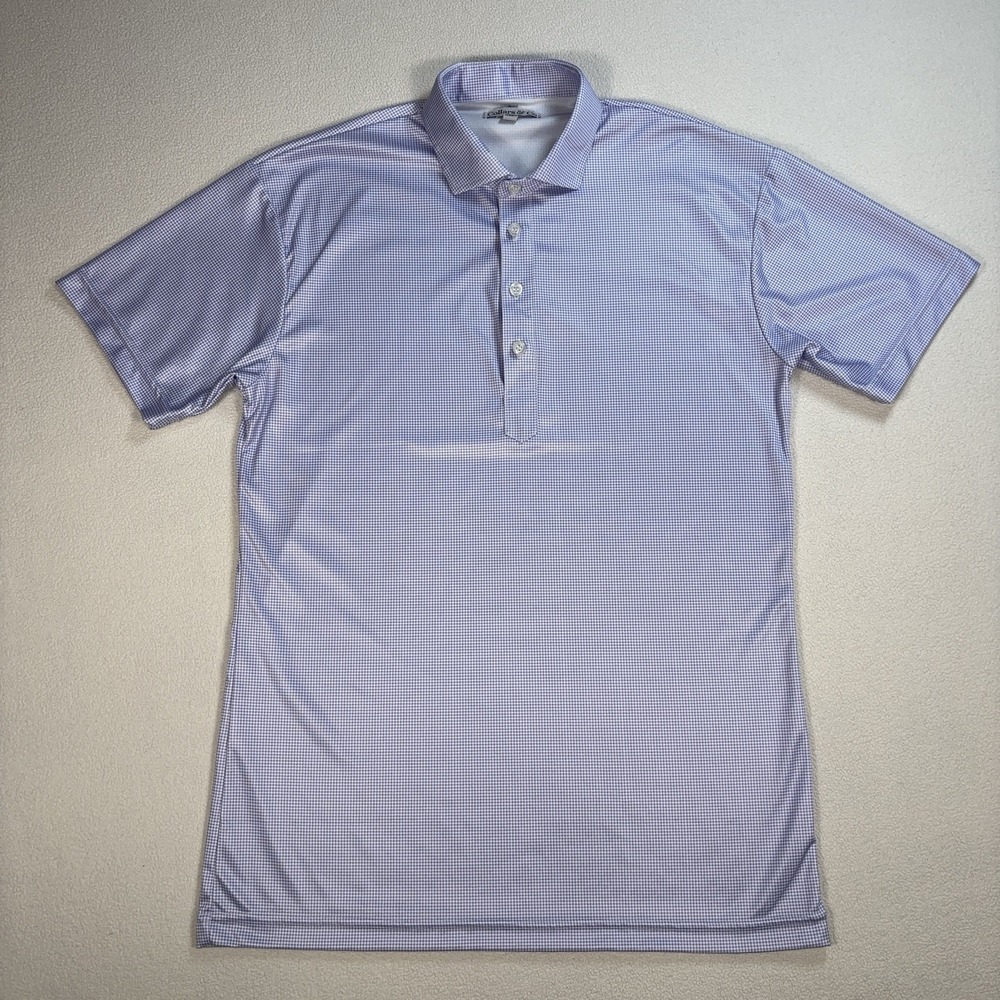 Collars & Co Dress Collar Polo Shirt Men's M Purple Micro-Houndstooth Stretch